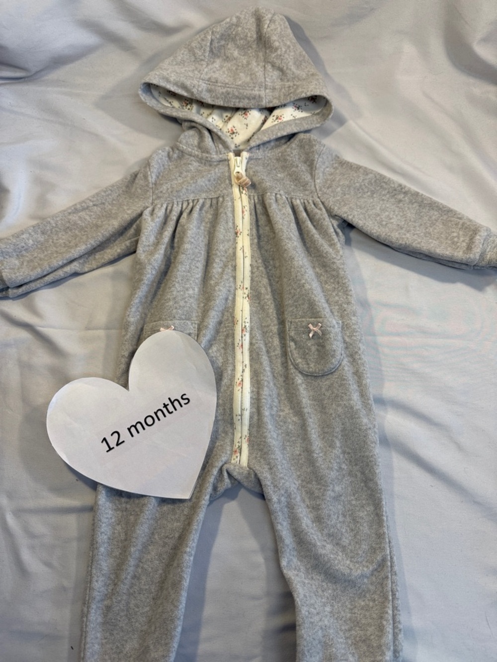 Carter's- Gray Onesie with Floral Lining